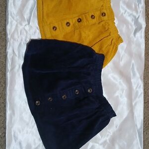 Yellow and Navy Corduroy Button Skirts